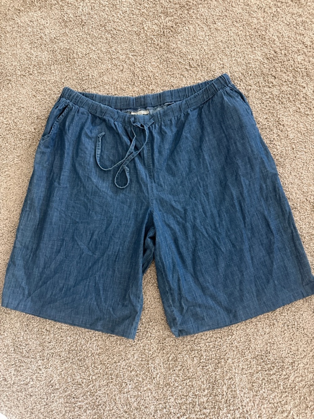 Woman Within Light-weight Dark/Medium Denium Blue Drawstring Women’s Shorts